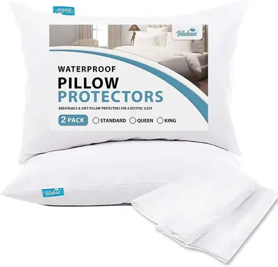 2/4 Pack Waterproof Pillowcases with Zipper, Ultra-Soft Smooth Breathable Noiseless Skin-friendly Pillow Cover Pillow Protect...