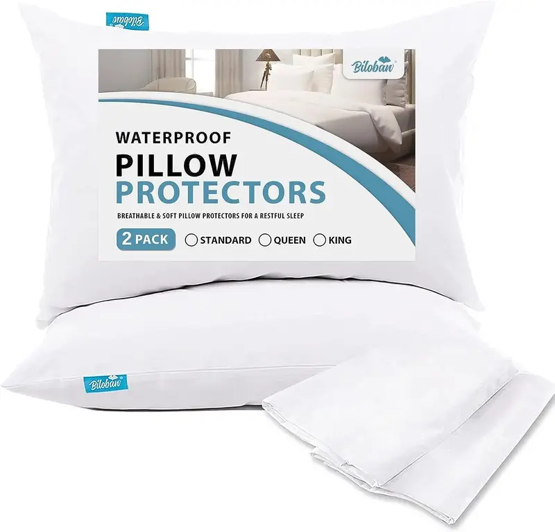2/4 Pack Waterproof Pillowcases with Zipper, Ultra-Soft Smooth Breathable Noiseless Skin-friendly Pillow Cover Pillow Protect...