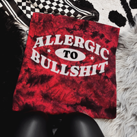 'Allergic to Bullshit' Red & Black Tie Dye Crewneck Sweatshirt, T Shirt, or Hoodie Pullover , Alt, Grunge, Goth, Streetwear, ...