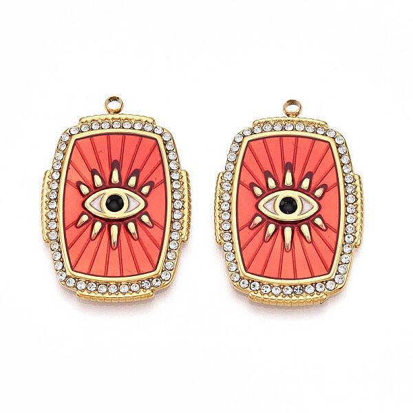 Ion Plating(IP) 304 Stainless Steel Evil Eye Enamel Pendants