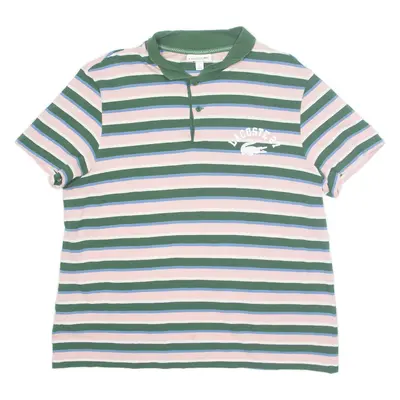 LACOSTE Mens Polo Shirt Pink Striped XL