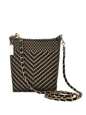 Milano Slim Crossbody Bag - Luxe Gold Black | Color: Chain Strap Black Gold