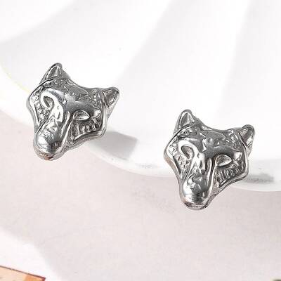 304 Stainless Steel Wolf Clip-on Earrings