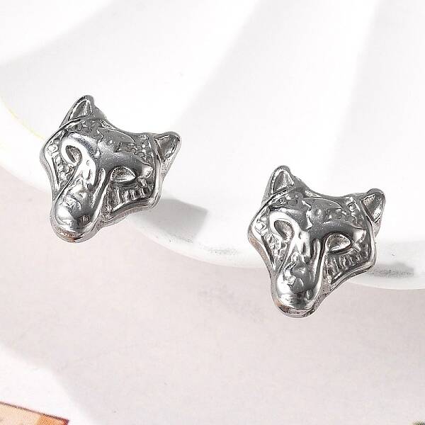 304 Stainless Steel Wolf Clip-on Earrings