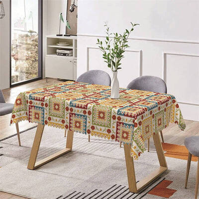 Colorful Floral Patterns Rerto Rectangle Tablecloth - Aperturee