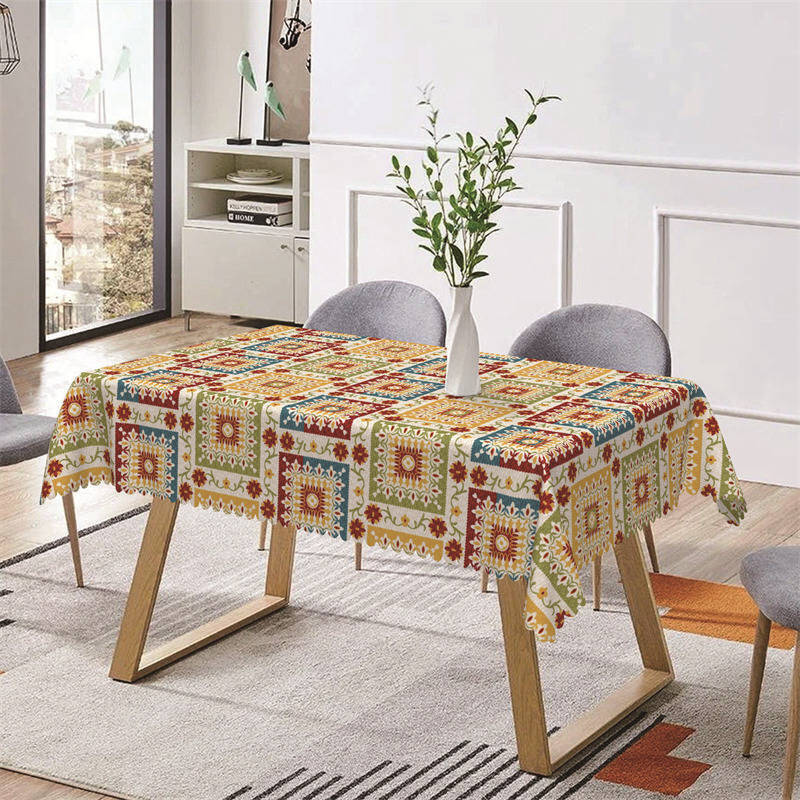 Colorful Floral Patterns Rerto Rectangle Tablecloth - Aperturee