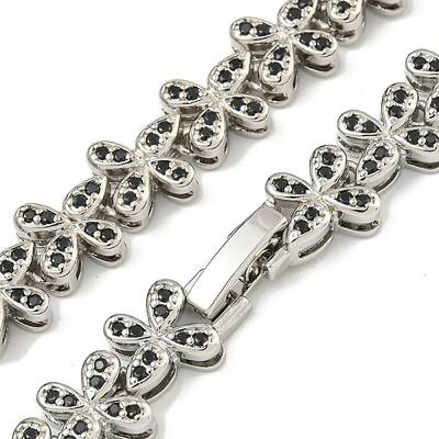 Rack Plating Brass Pave Cubic Zirconia Butterfly Link Necklaces