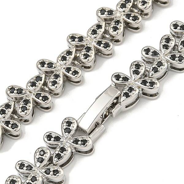 Rack Plating Brass Pave Cubic Zirconia Butterfly Link Necklaces