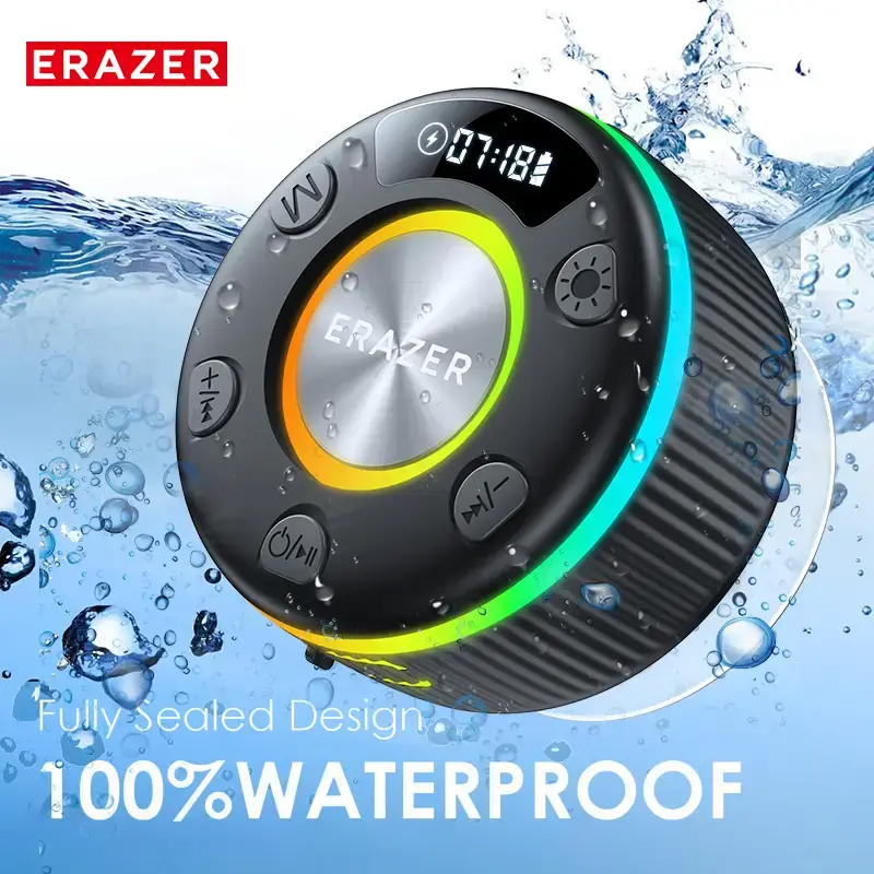 ERAZER XM102 Waterproof Shower Bluetooth Speaker Portable Wireless Speaker with Suction Cup IPX6 Waterproof Speaker Suitable ...
