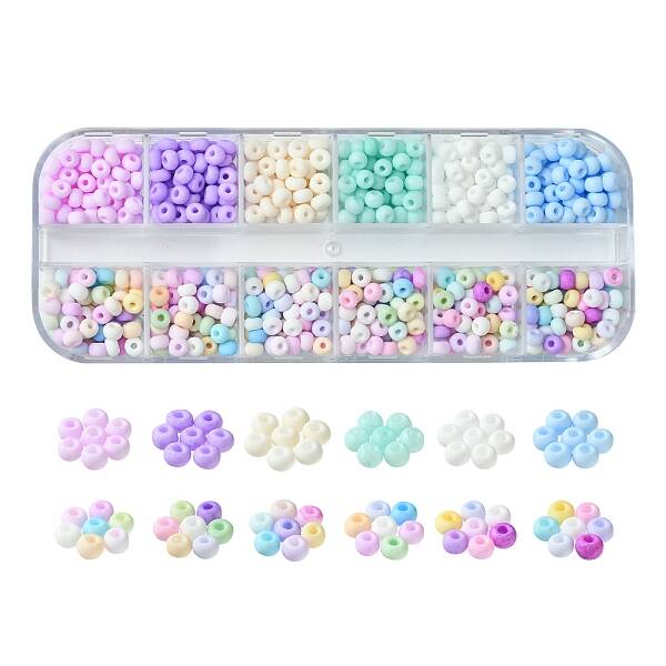 480Pcs 12 Colors 6/0 Glass Seed Beads