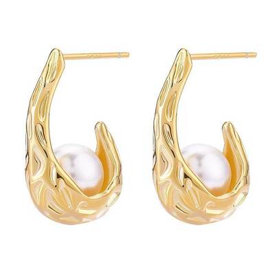 Natural Pearl Teardrop Stud Earrings