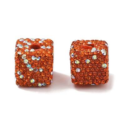 Cube Shape Polymer Clay Rhinestone Beads