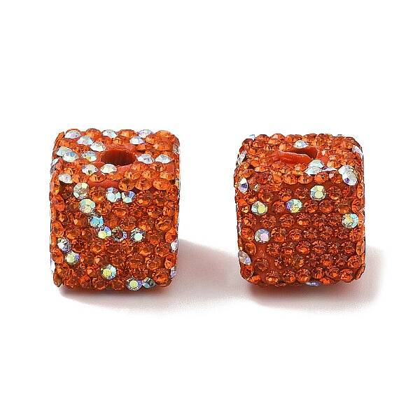 Cube Shape Polymer Clay Rhinestone Beads