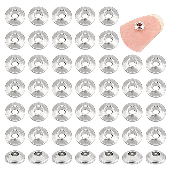 150Pcs 304 Stainless Steel Smooth Rondelle Beads