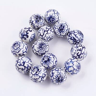 Handmade Blue and White Porcelain Beads