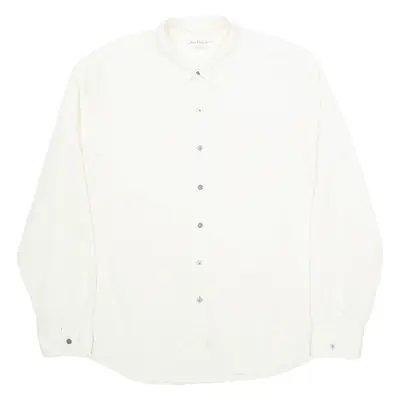 CALVIN KLEIN JEANS Mens Shirt Cream Pinstripe Long Sleeve L