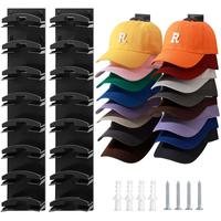 2 Pack Hat Organizer for Baseball Caps, Hat Rack for Wall with Strong Adhesive, Wall Mounted Hat Hooks Hold up to 18 Hats for...