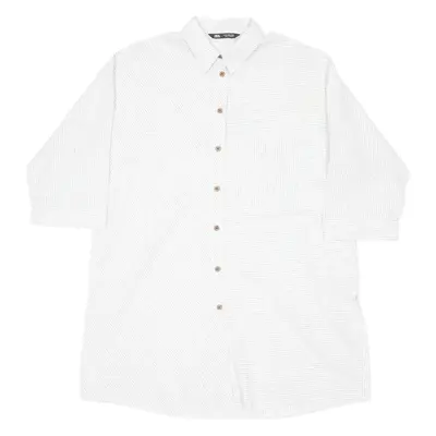 ZARA Oversized Womens Printed Shirt White Collared 3/4 Sleeve Striped M