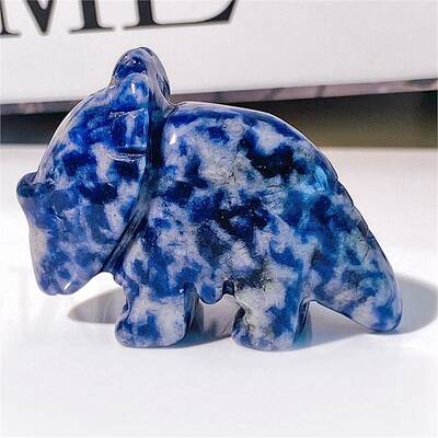 Natural Blue Spot Jasper Carved Healing Rhinoceros Figurines