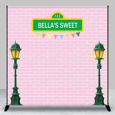 Aperturee Pink Brick Wall Lamp Custom Name Birthday Backdrop | Custom Cake Smash Backdrop | Happy Birthday Backdrop | Backdro...