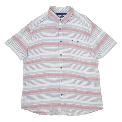 TOMMY HILFIGER Mens Shirt Grey Striped 2XL