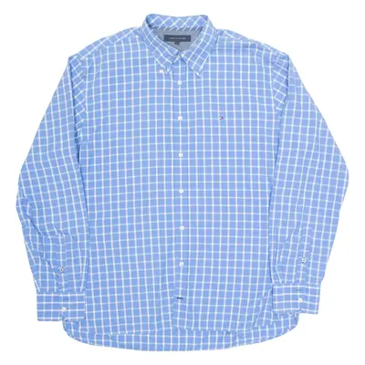 TOMMY HILFIGER Mens Shirt Blue Check Long Sleeve XL