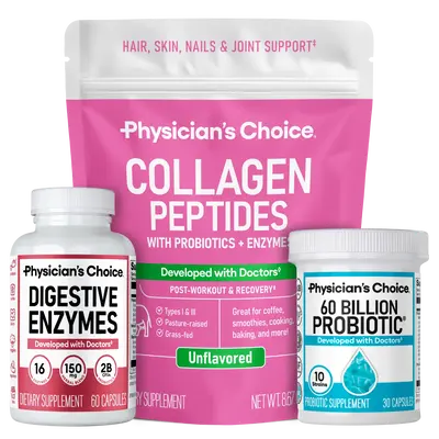 Physician's Choice Ultimate Bundle: Daily Digestion, Bloating, Immune & Beauty Support with 60 Billion Probiotic + Digestive ...