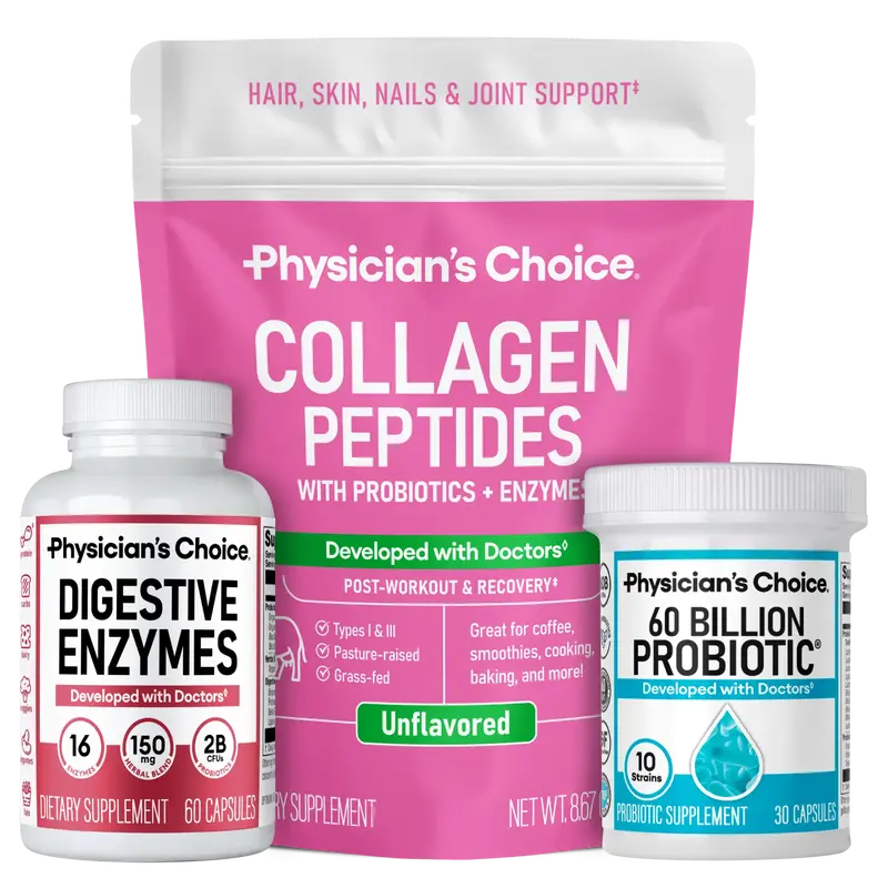 Physician's Choice Ultimate Bundle: Daily Digestion, Bloating, Immune & Beauty Support with 60 Billion Probiotic + Digestive ...