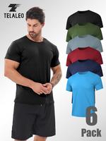 TELALEO 6 Pack Workout Shirts for Men Short Sleeve Athletic Active Tops Quick Dry Crew Neck T Shirt for Running Gym Tees gyms...