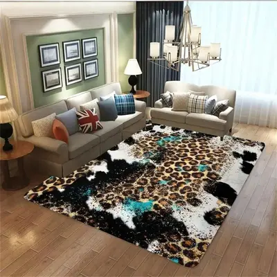 Leopard Print Carpet, 1 Count Non-slip Washable Floor Mat, Soft Comfortable Floor Rug, Decorative Mat for Home Living Room ...