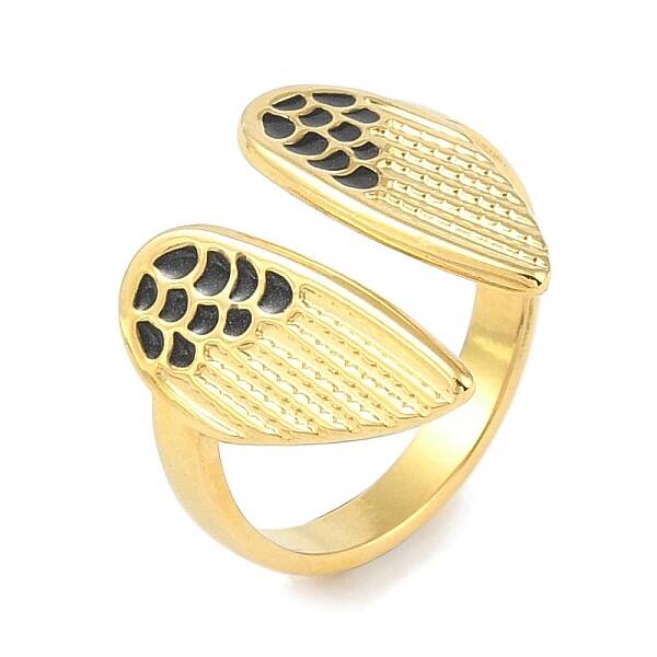 Ion Plating(IP) 304 Stainless Steel Enamel Wing Cuff Finger Rings
