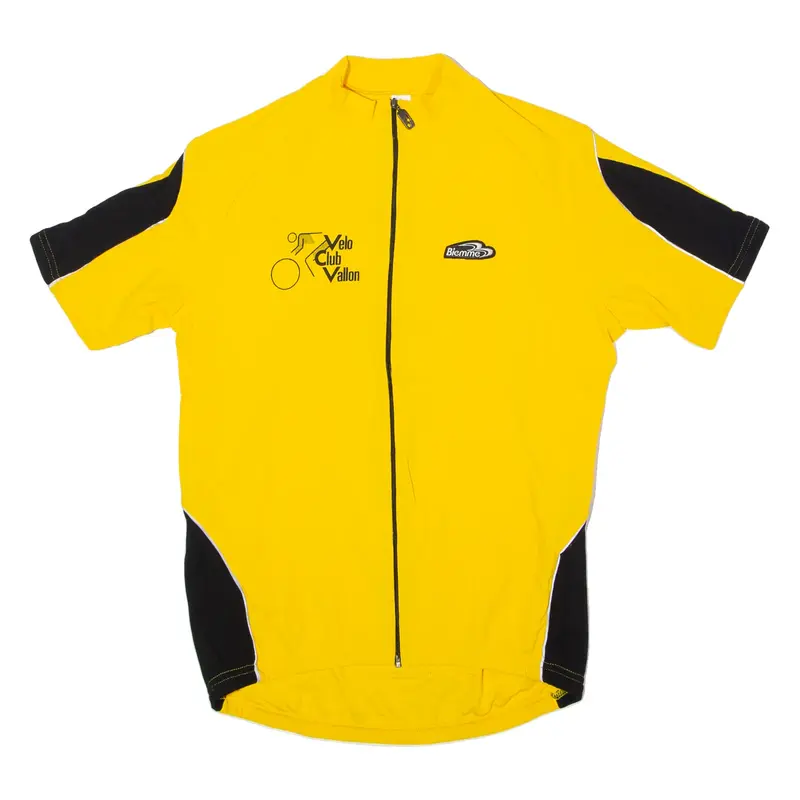 BIEME Full Zip Cycling Mens Jersey Yellow High Neck L