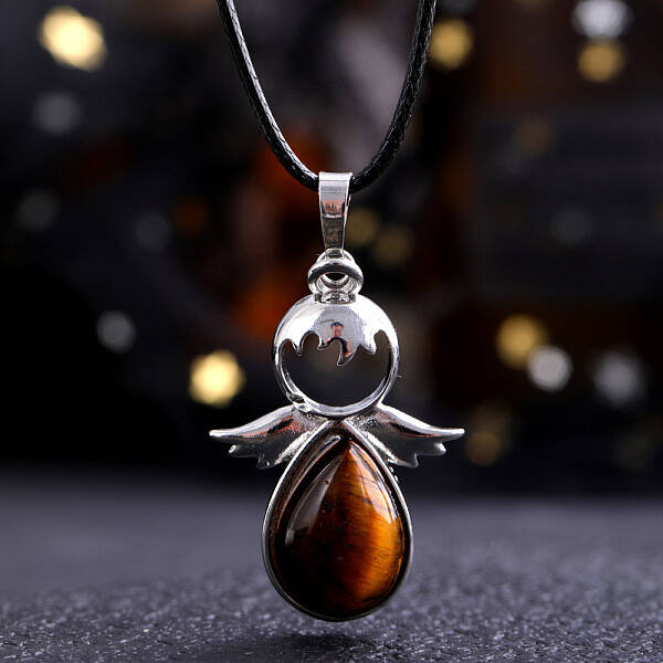 Angel Wings Crystal Teardropt Pendant Necklaces