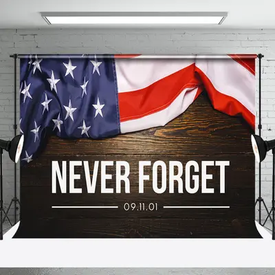 Usa Flag Never Forget Wooden Condolences Backdrop