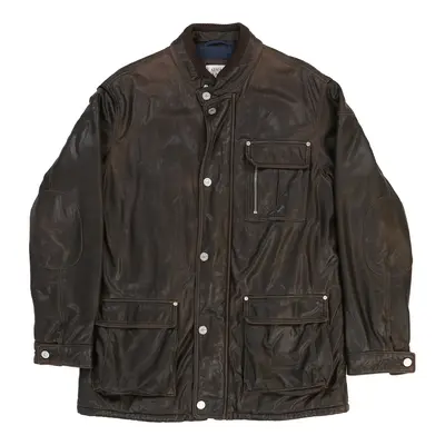 Age 14 Armani Leather Jacket - XL Brown Faux Leather | Size: x-large