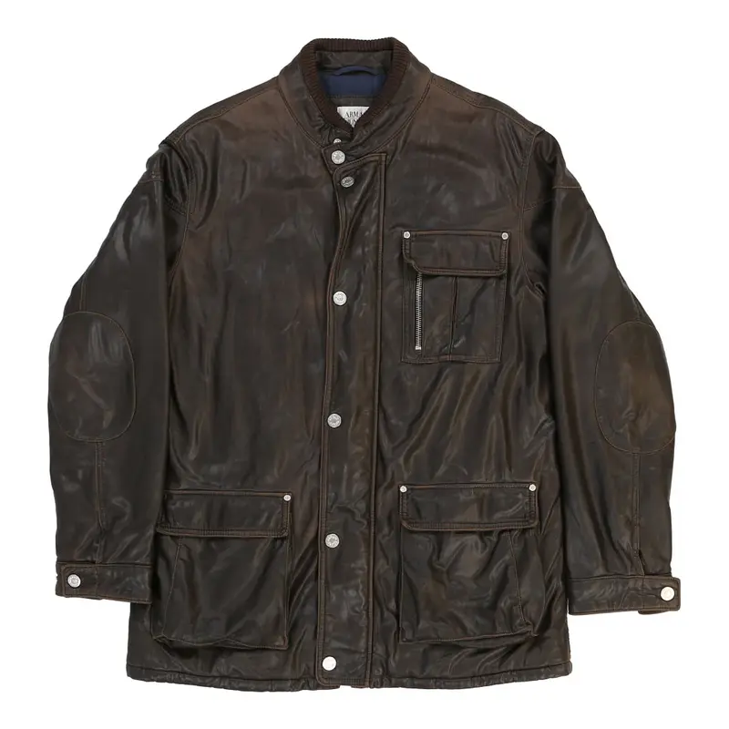 Age 14 Armani Leather Jacket - XL Brown Faux Leather | Size: x-large
