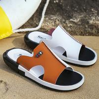 Sandals men fashion summer men's casual beach shoes large size outdoor hand stitched sandals Brown Comfort Footwear