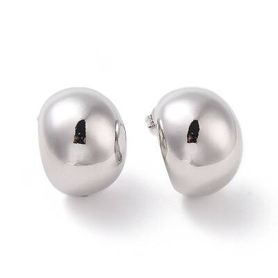 Brass Half Round Stud Earrings