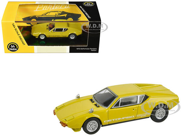 1972 De Tomaso Pantera Yellow 1/64 Diecast Model Car by Paragon Models