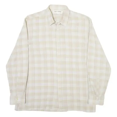 CLAUDE BLANCHARD Mens Shirt Beige Check Long Sleeve L