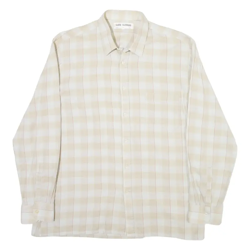 CLAUDE BLANCHARD Mens Shirt Beige Check Long Sleeve L