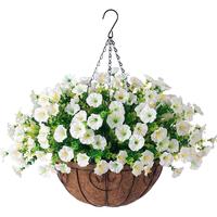 Artificial Hanging Plant with Basket, 1 Box Faux Flower Basket, Decorative Flower for Garden Party Wedding Balcony Home Deco...