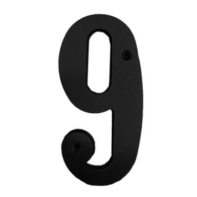 Better Home Products 4 Solid Brass House Number #9, Matte Black