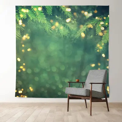 Aperturee Green Leaves Bokeh Christmas Backdrop For Photobooth