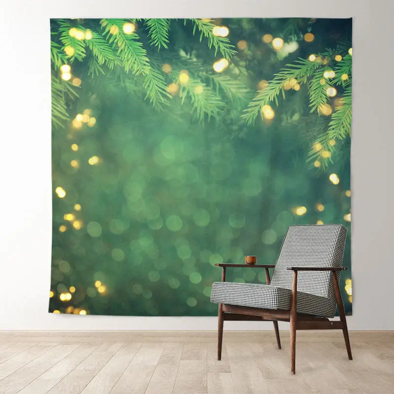 Aperturee Green Leaves Bokeh Christmas Backdrop For Photobooth