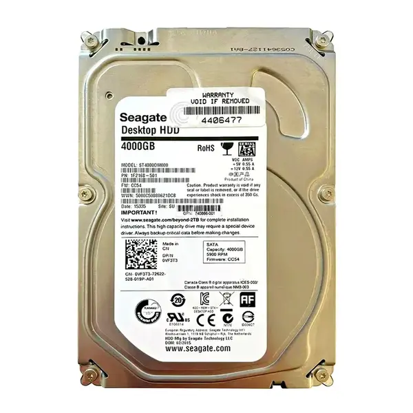 1F2168-501 Seagate 4TB 5900RPM SATA 6Gb/s 64MB Cache (RoHS) 3.5-Inch Hard Drive