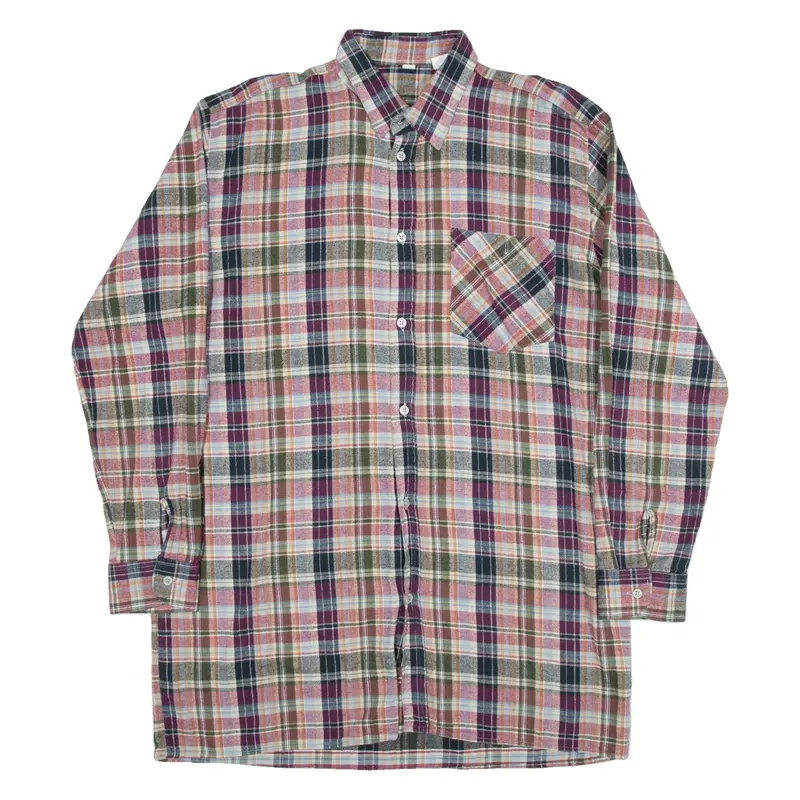 Mens Shirt Purple Check Long Sleeve L