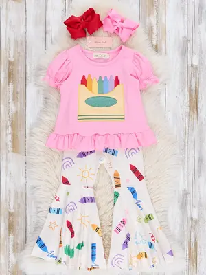 Cool Crayon Girl Bell Bottoms Outfit