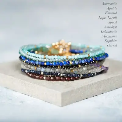 Natural Dainty Multi-Gemstone Tiny Beads Crystal Healing Charka Crystal Gold-Plated Chain Minimalist Bracelet Gift for Women ...