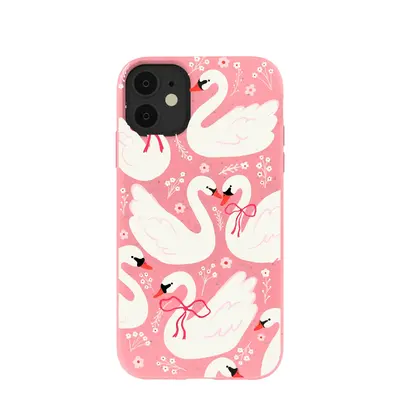 Bubblegum Pink Swan Garden iPhone 11 Case